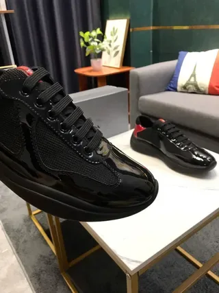 Black and Red Patent Accent Lifestyle Sneakers 6