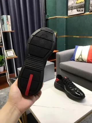 Black and Red Patent Accent Lifestyle Sneakers 7
