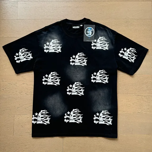 Black and White Skeleton Flame Print Oversized T-Shirt 8