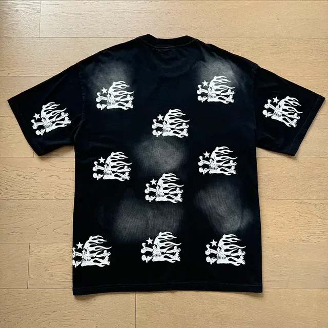 Black and White Skeleton Flame Print Oversized T-Shirt 10