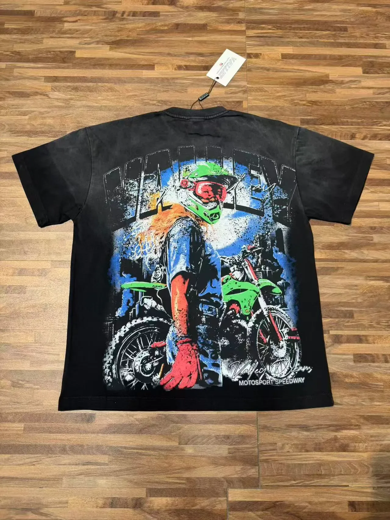 Black and Yellow Graphic Print Motorsport Helmet T-Shirt 12