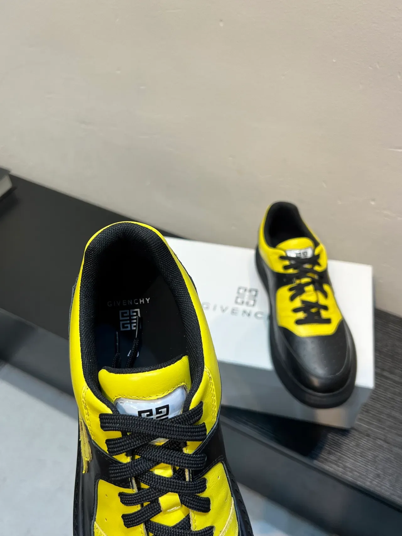 Black and Yellow Panelled Logo Sneaker 7