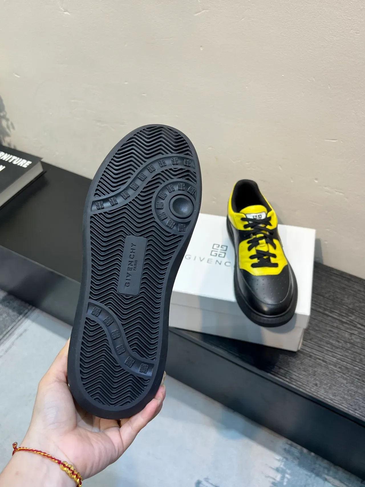 Black and Yellow Panelled Logo Sneaker 9