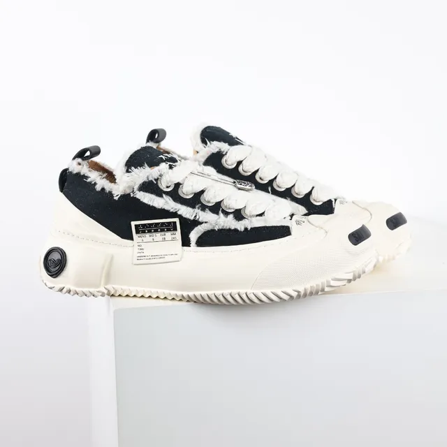 Black Beige Canvas Upper Shearling-Trimmed Collar Sneakers 3