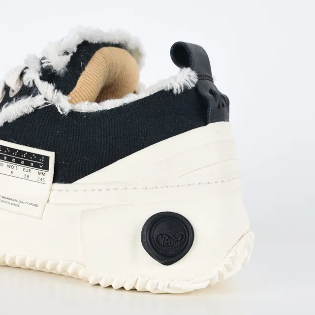 Black Beige Canvas Upper Shearling-Trimmed Collar Sneakers 4