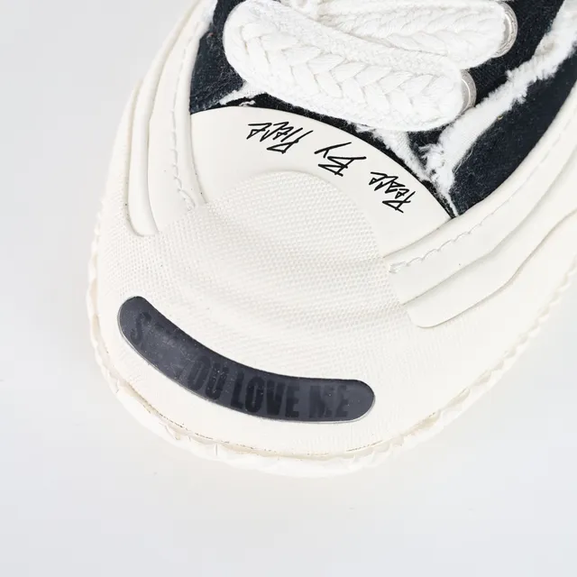 Black Beige Canvas Upper Shearling-Trimmed Collar Sneakers 5