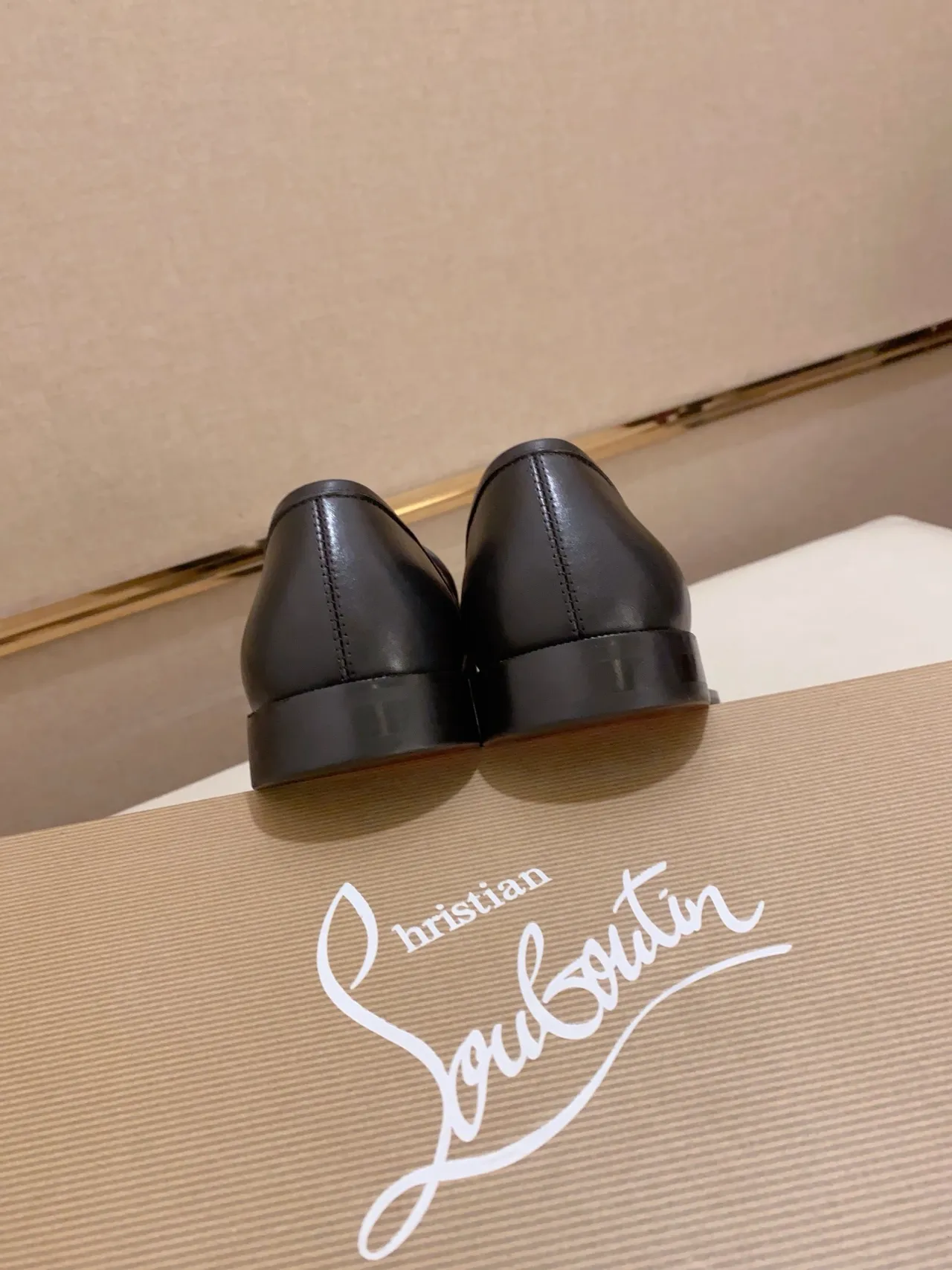 Black Beige Leather Penny Loafer 8