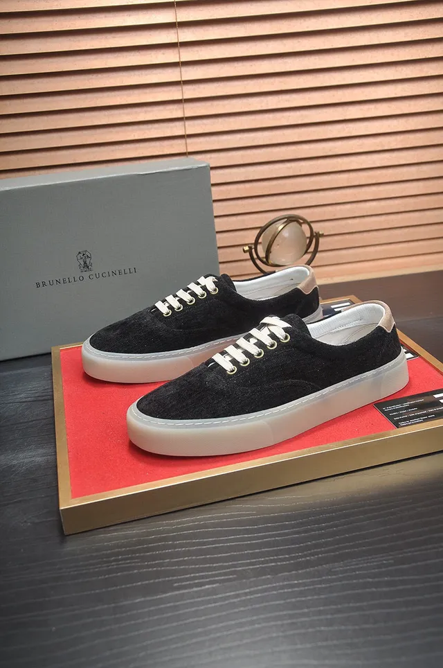 Black Beige Low-Top Canvas-Textured Upper Sneakers 4