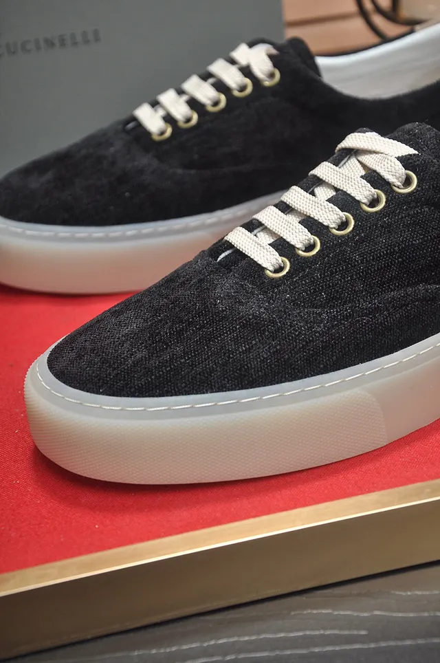 Black Beige Low-Top Canvas-Textured Upper Sneakers 8
