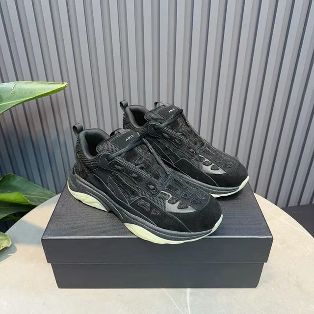 Black Beige Oversized Silhouette Multi-Layered Sole Chunky Sneakers 3
