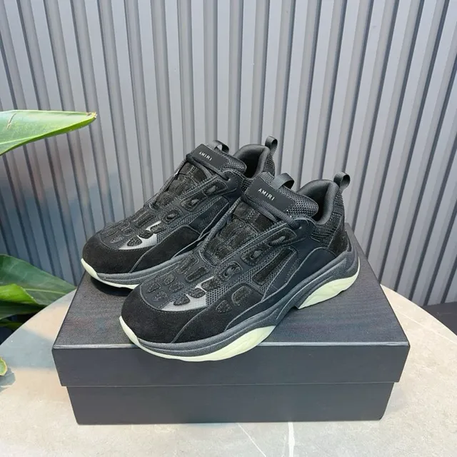 Black Beige Oversized Silhouette Multi-Layered Sole Chunky Sneakers 9