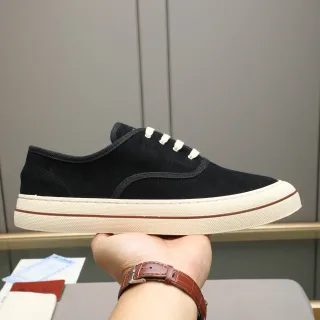 Black Beige Suede Upper Off-White Laces Canvas Shoes