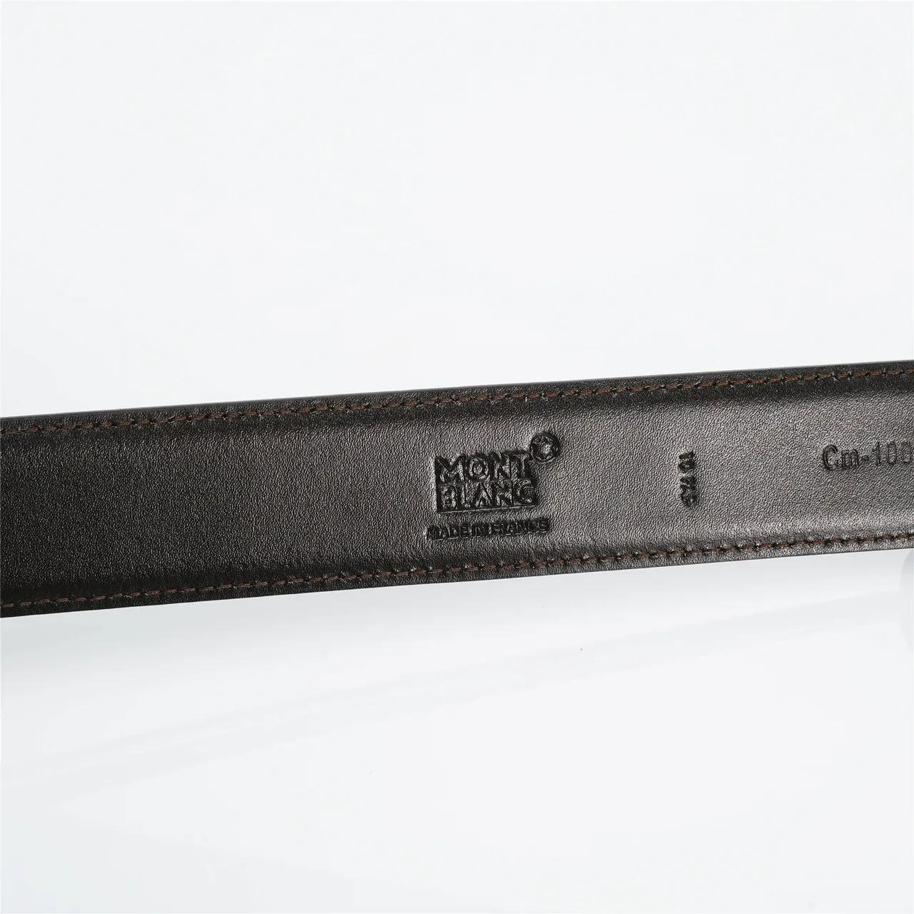 Black Brown Reversible Buckle Contrast Orange Stitching Leather Belt 9