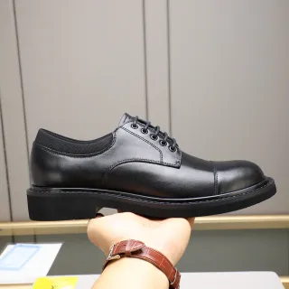 Black Cap-Toe Leather Oxford Shoe