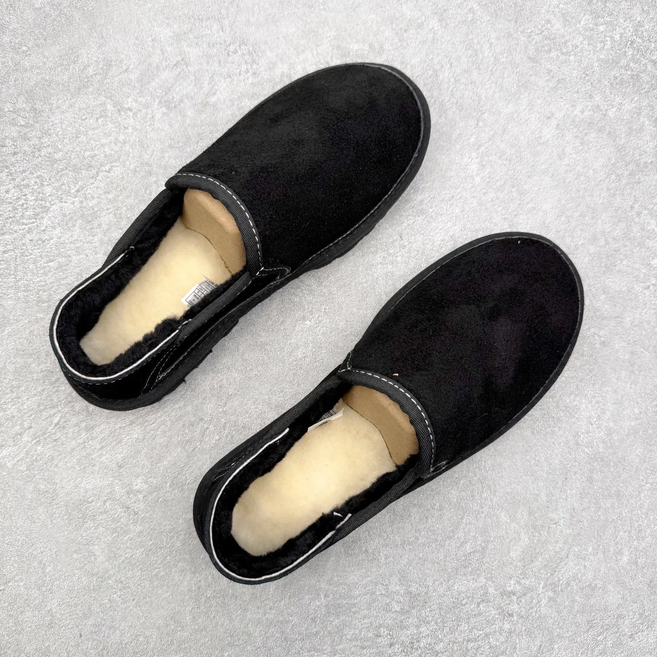 Black Contrast-Stitched Slip-On Lugged Platform Casual Shoe 6