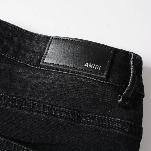 Black Distressed Graphic-Print Slim-Fit Jeans 4