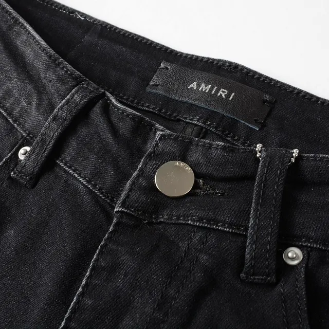 Black Distressed Graphic-Print Slim-Fit Jeans 11