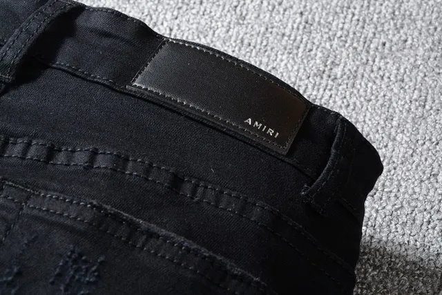 Black Distressed Ripped Patched Slim-Fit Jeans 4