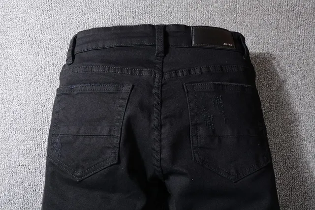 Black Distressed Ripped Patched Slim-Fit Jeans 6