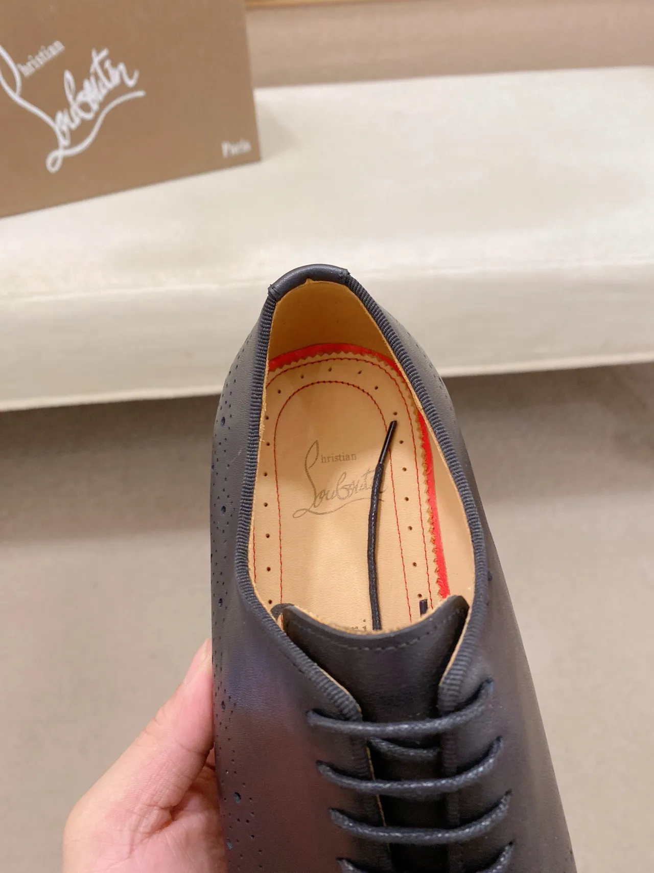 Black Full Perforations Smooth Leather Brogue 6