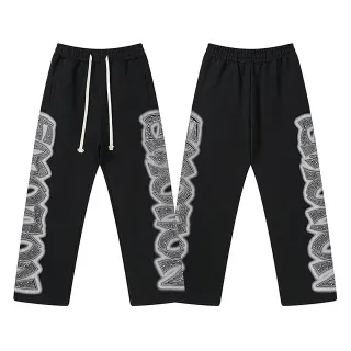 Black Graphic-Print Drawstring-Waist Relaxed Sweatpants