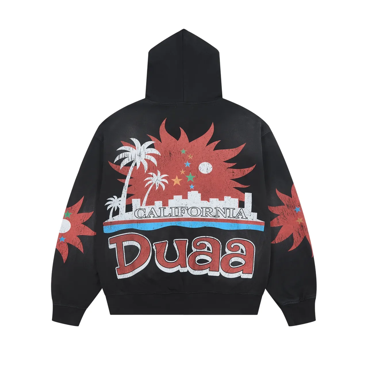 Black Graphic-Print Full-Zip Oversized Hoodie 4