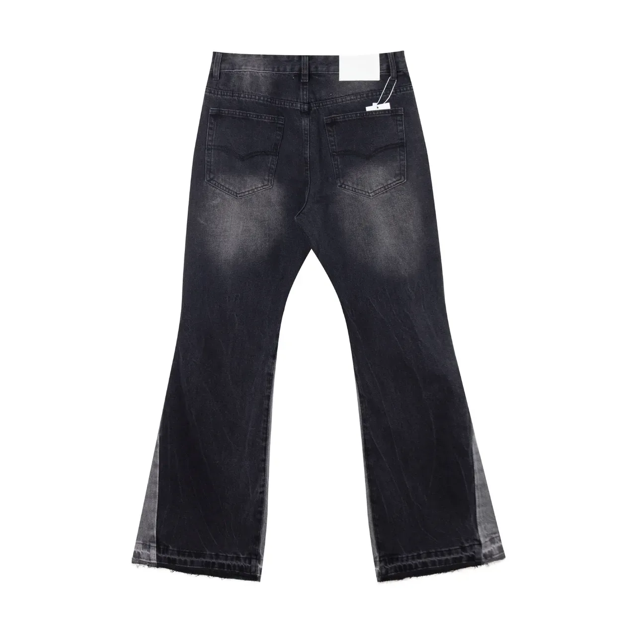 Black Gray Flared Leg Contrast Side Panels Jeans 3