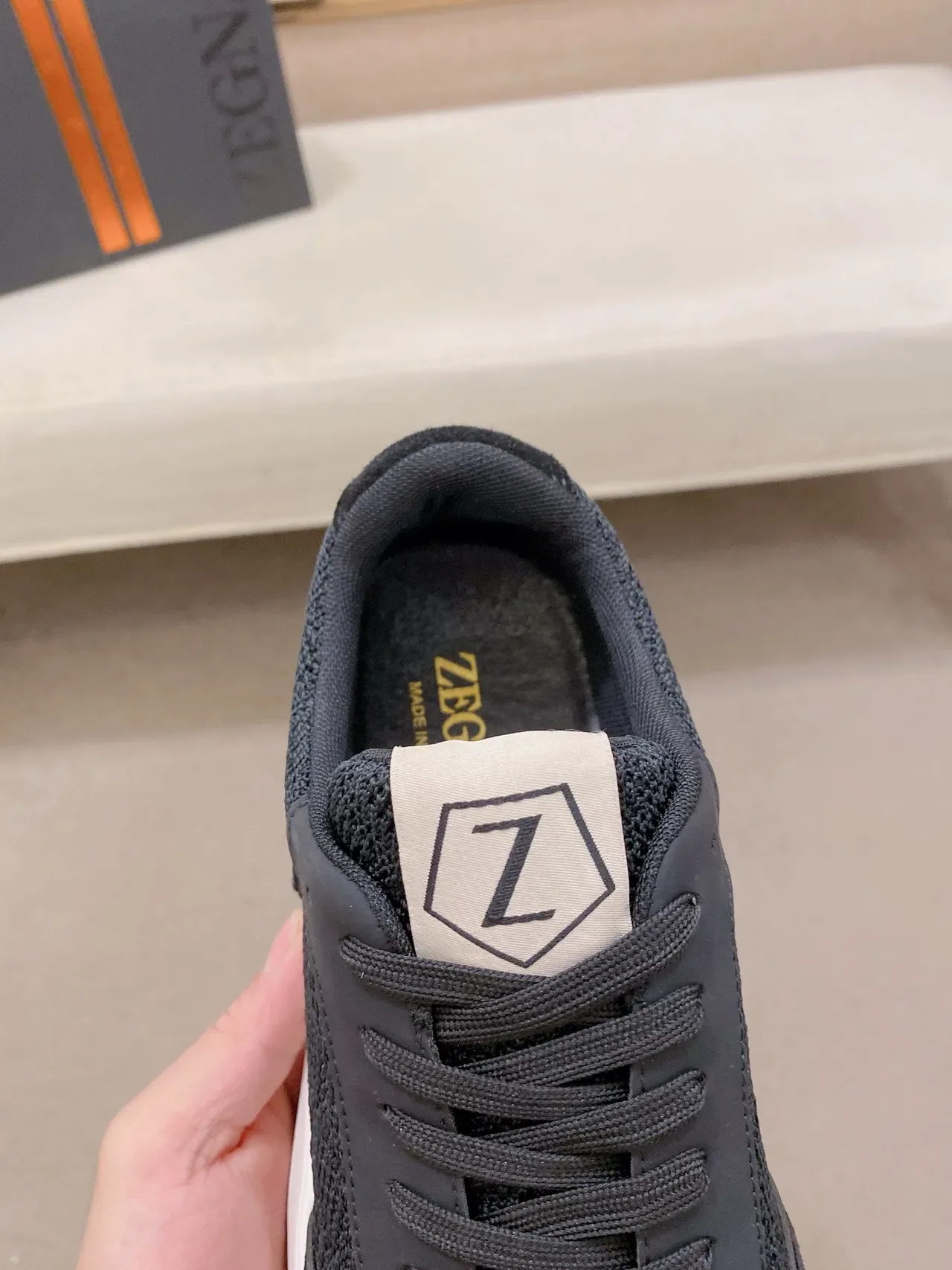Black Knit and Suede Platform Sneaker 6