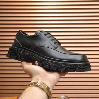 Black Leather Cap-Toe Oxford Shoes