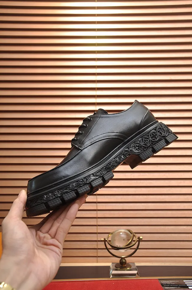 Black Leather Cap-Toe Oxford Shoes 7