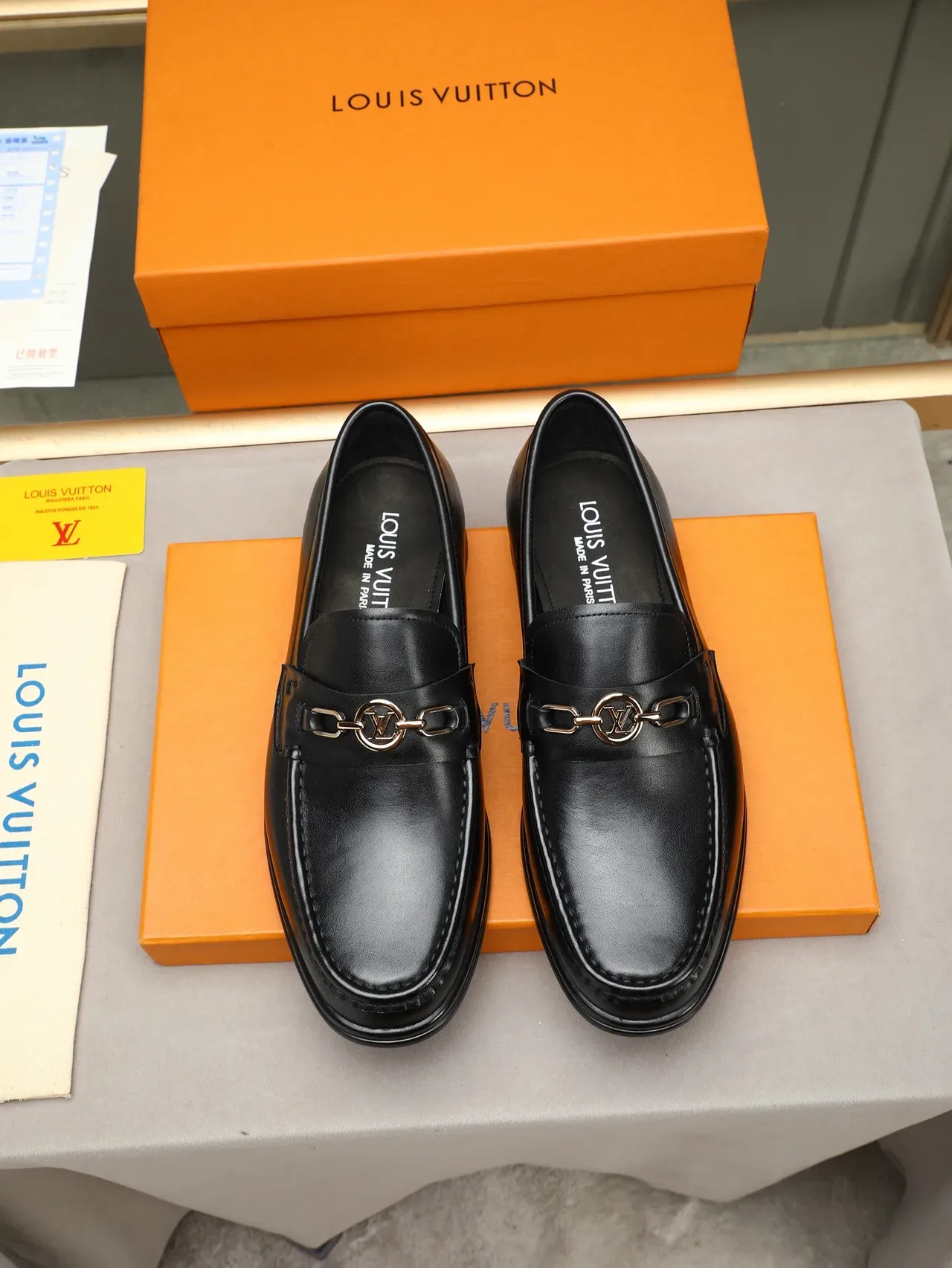 Black Leather Horsebit Buckle Loafer 3