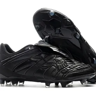 Black Leather Molded Panel Firm-Ground Soccer Shoes
