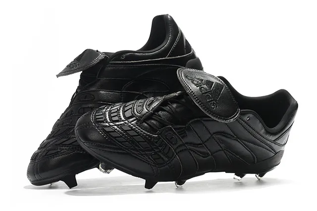 Black Leather Molded Panel Firm-Ground Soccer Shoes 2