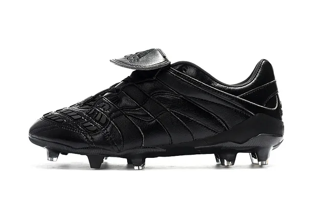 Black Leather Molded Panel Firm-Ground Soccer Shoes 10