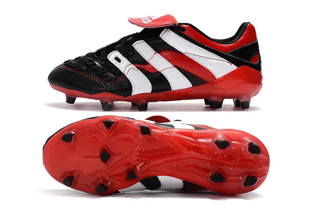 Black Leather Molded Panel Firm-Ground Soccer Shoes 21