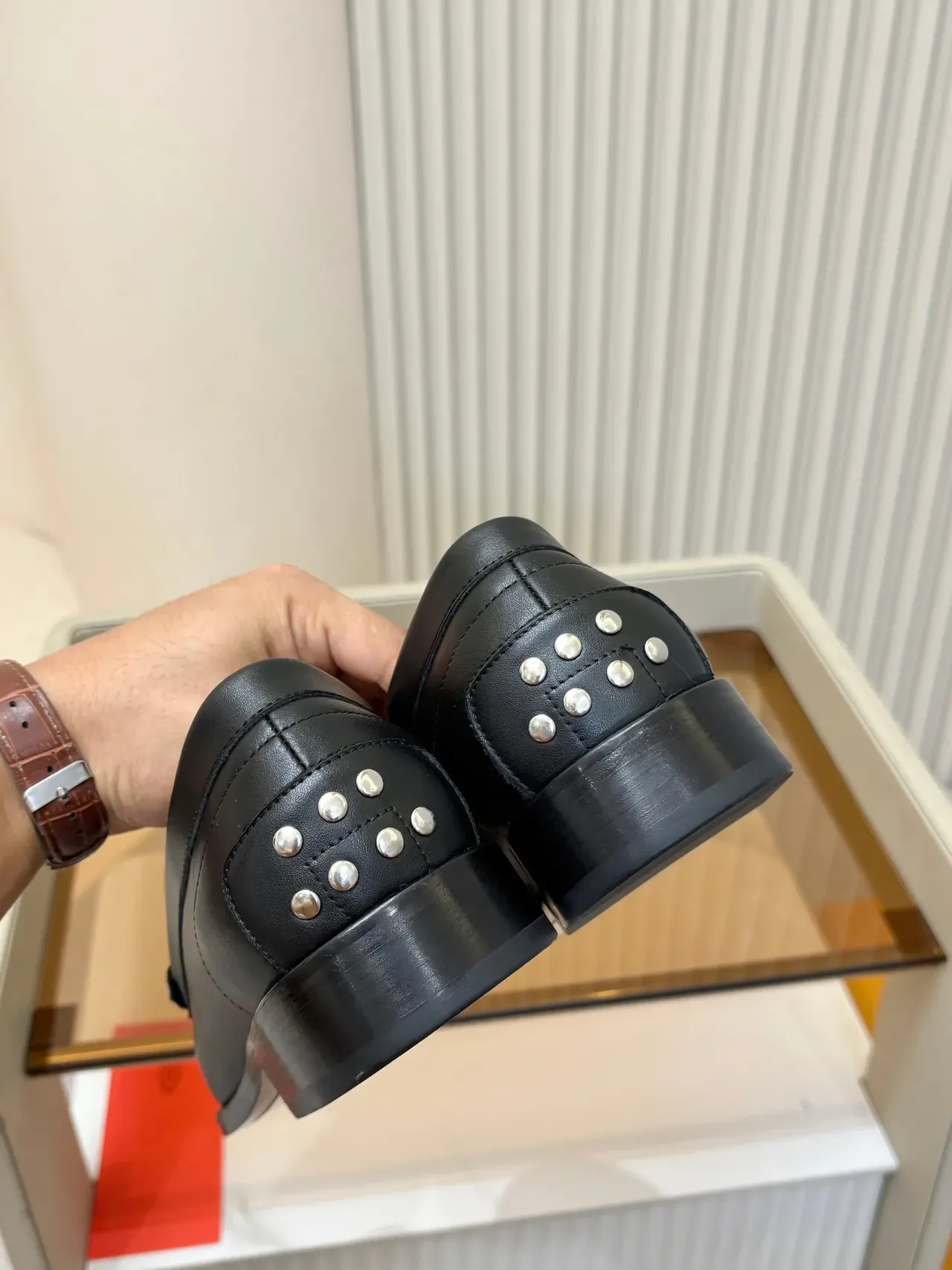 Black Leather Penny Strap Loafer 3