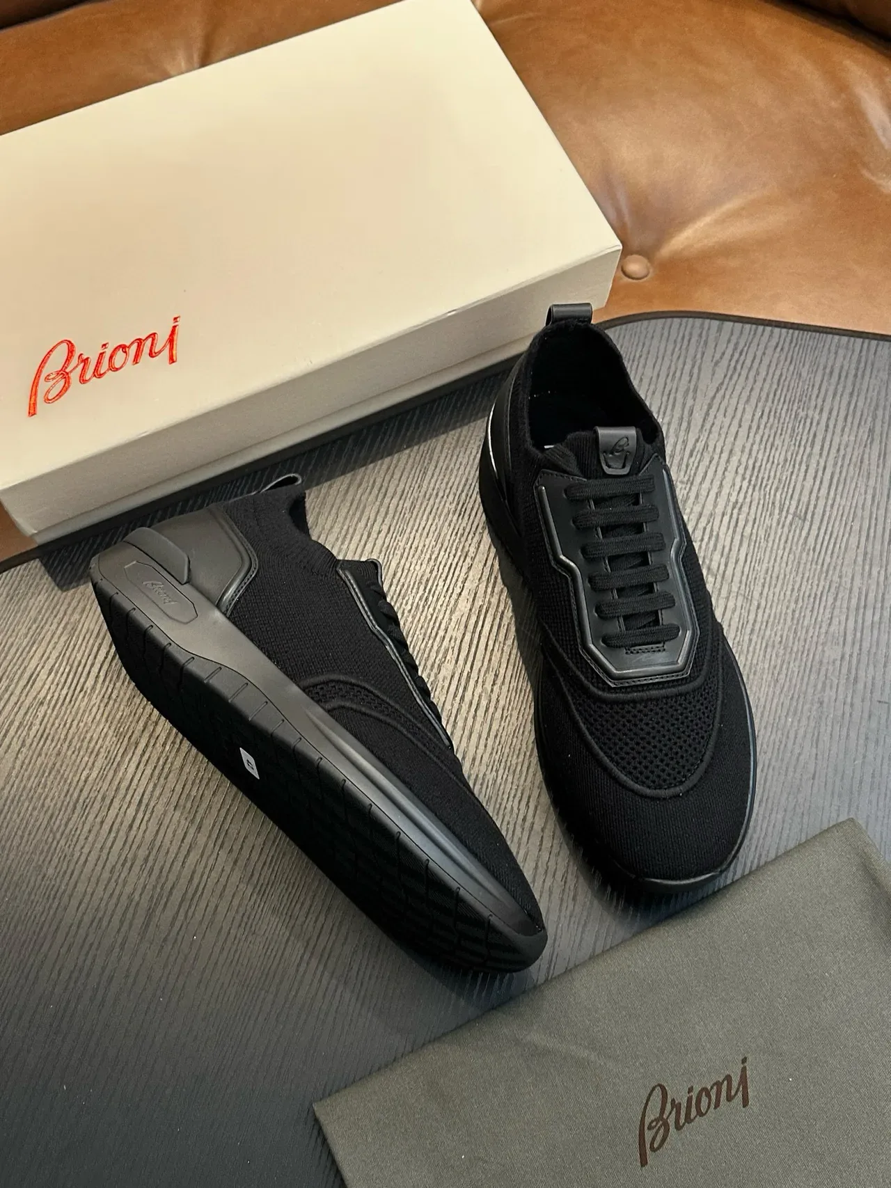 Black Mesh and Synthetic Overlay Low-Top Sneakers 4