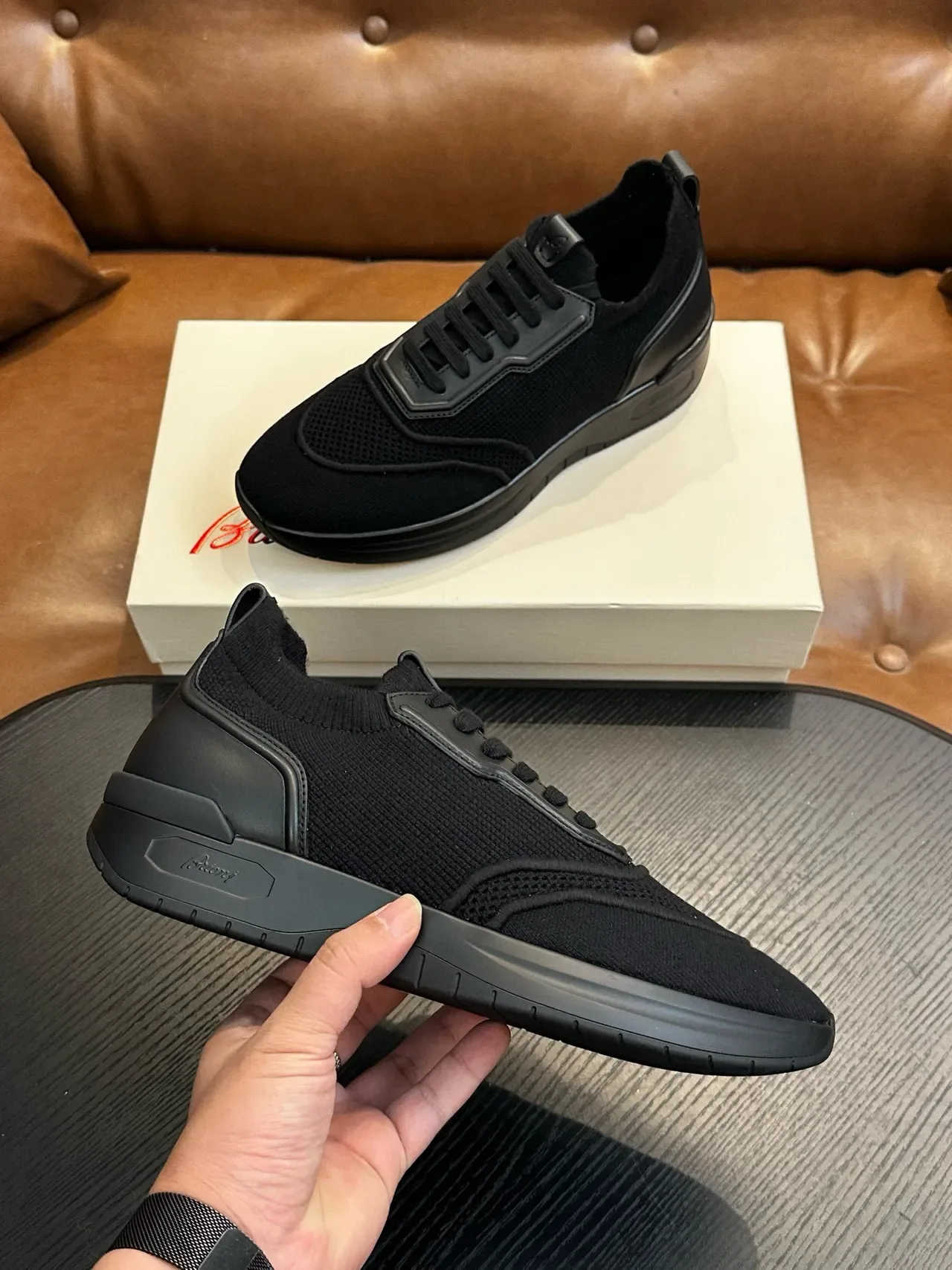 Black Mesh and Synthetic Overlay Low-Top Sneakers 5
