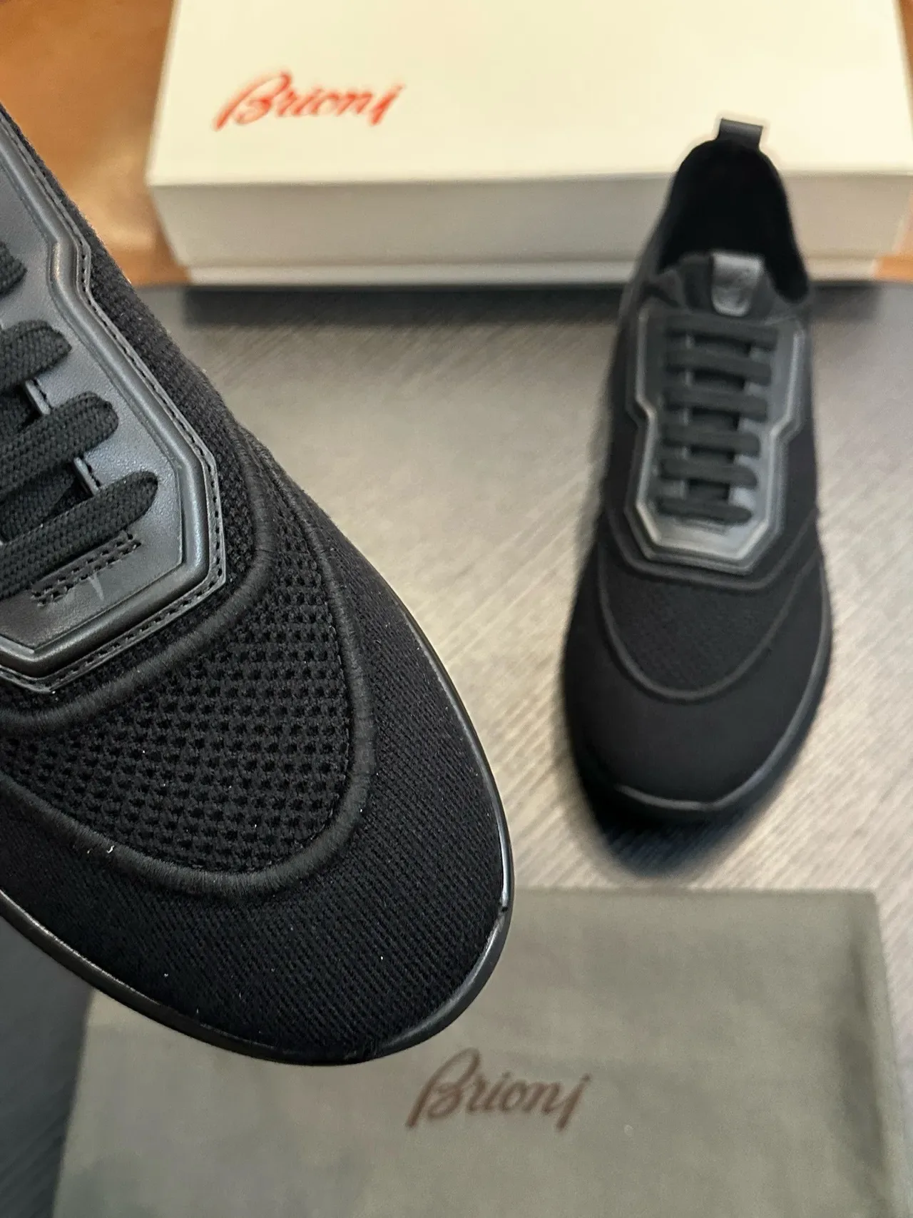 Black Mesh and Synthetic Overlay Low-Top Sneakers 6