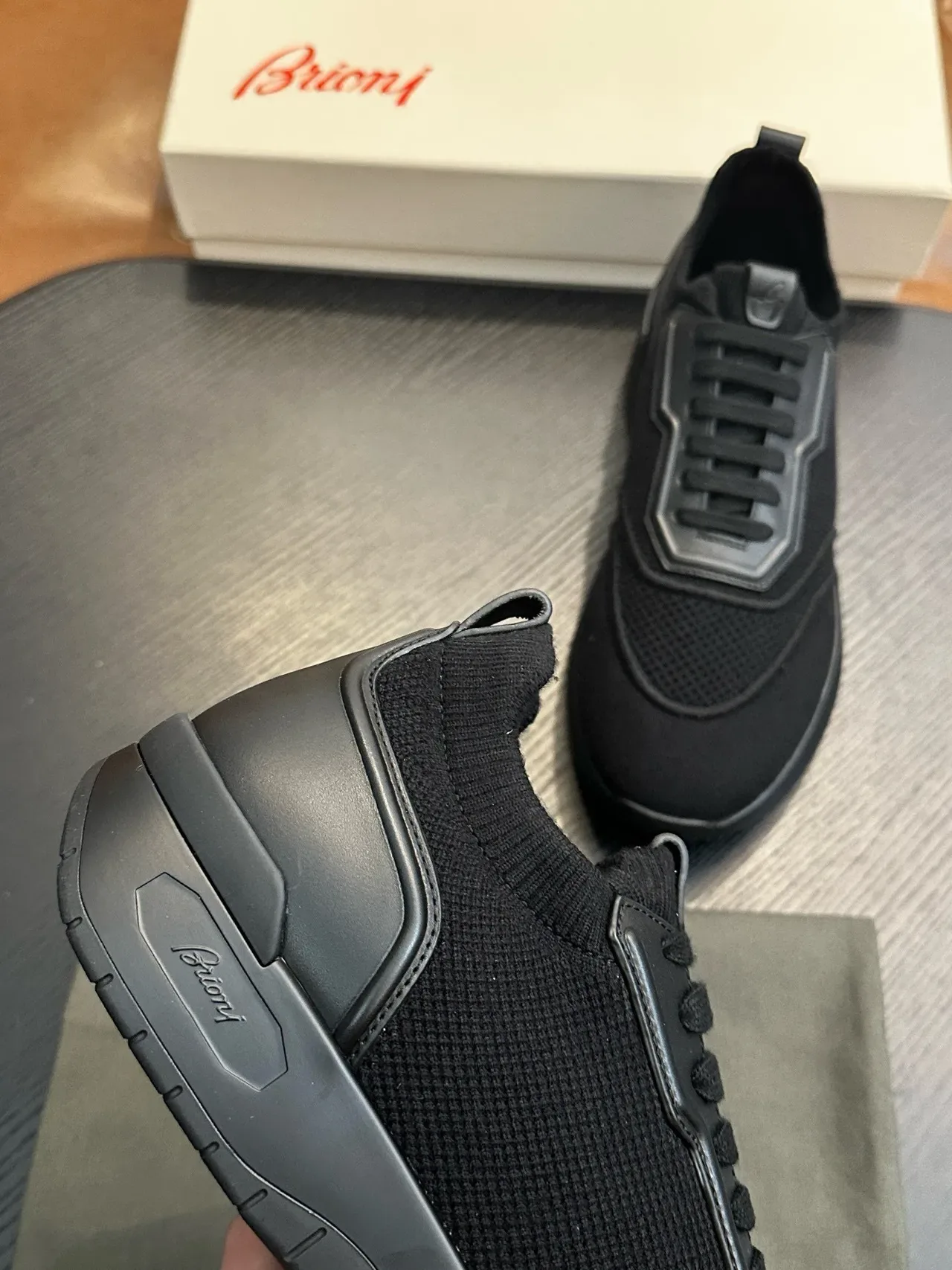 Black Mesh and Synthetic Overlay Low-Top Sneakers 7