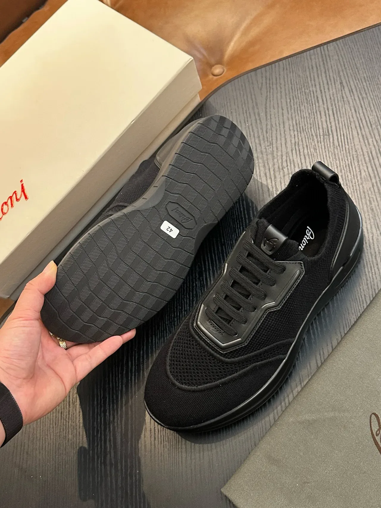 Black Mesh and Synthetic Overlay Low-Top Sneakers 9