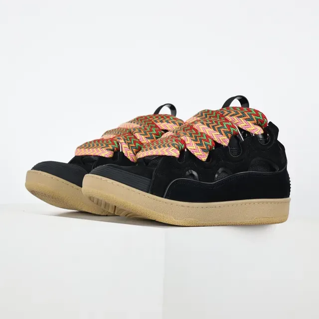 Black Multicolor Laceless Silhouette Oversized Woven Zigzag Laces Sneakers 1