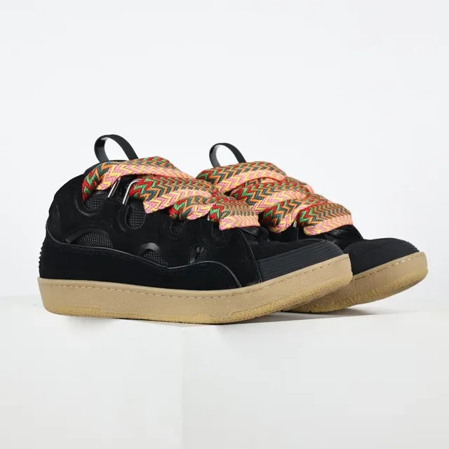 Black Multicolor Laceless Silhouette Oversized Woven Zigzag Laces Sneakers 3