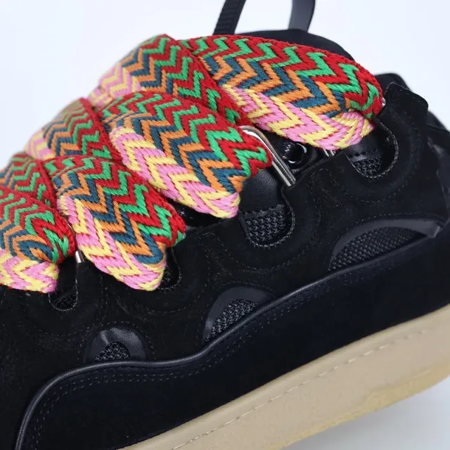Black Multicolor Laceless Silhouette Oversized Woven Zigzag Laces Sneakers 6