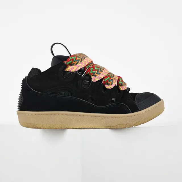 Black Multicolor Laceless Silhouette Oversized Woven Zigzag Laces Sneakers 7