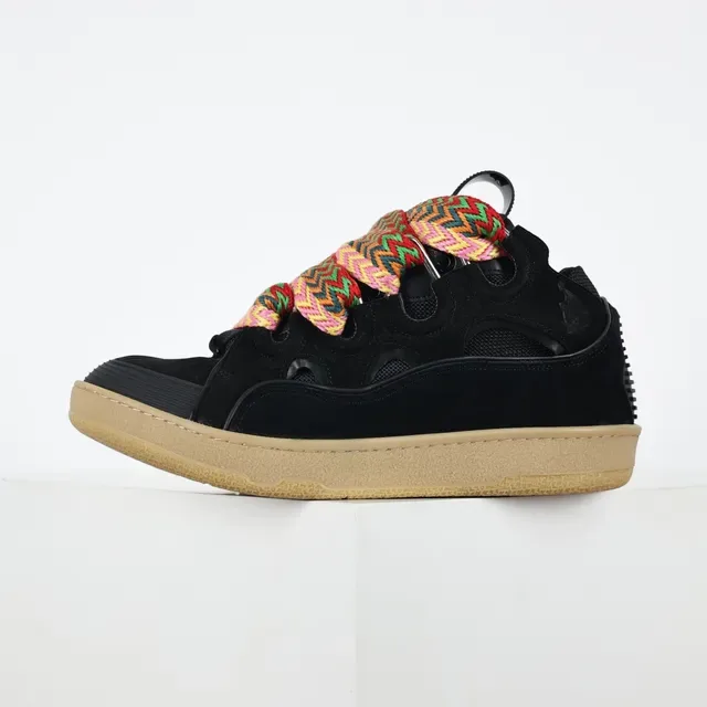 Black Multicolor Laceless Silhouette Oversized Woven Zigzag Laces Sneakers 9