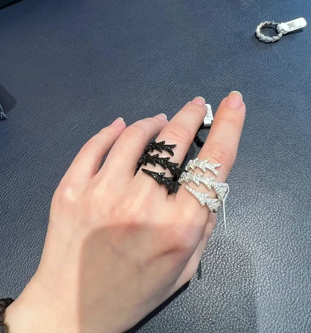 Black Navy Ornate Crystal-Encrusted Jewelry 3
