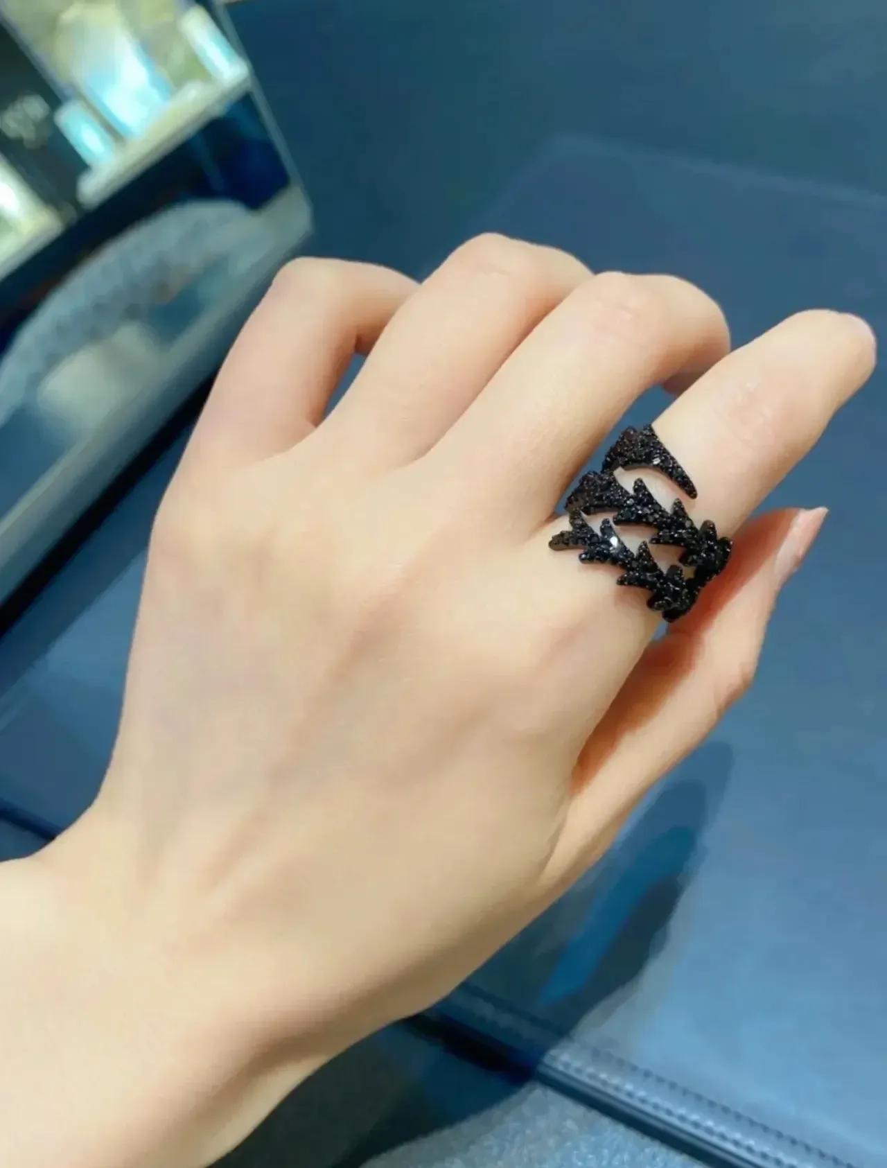 Black Navy Ornate Crystal-Encrusted Jewelry 5