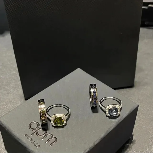 Black Paved Gemstone Channel-Set Rings 7