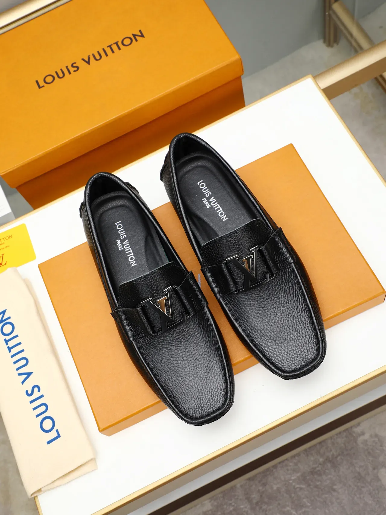 Black Pebbled Leather Metal Buckle Strap Loafer 2